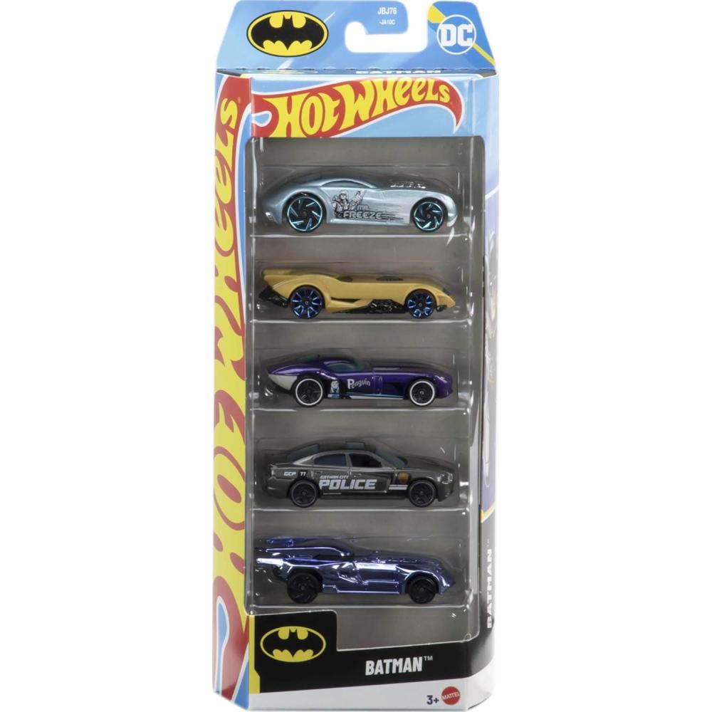 imageHot Wheels Toy Cars BatmanThemed 10Pack Set of 10 DieCast Vehicles Including a Batmobile amp a Batplane in 164 Scale Styles May Vary5Pack