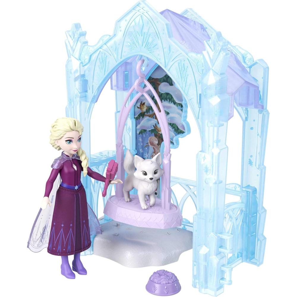 imageMattel Disney Frozen Elsa Small Doll amp Winter Animal Playset with Fox and Bird Figures Slide amp Accessories Storytime Stackers ICY Animal Hideaway