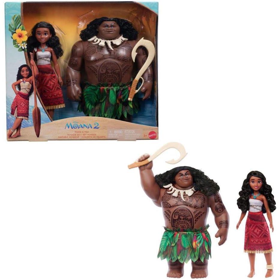 imageMattel Disney Moana 2 Voyager 2 Doll Set Moana amp Maui Fashion Dolls in Removable Outfits with 4 Accessories Inspired by The Movie11 inch scale