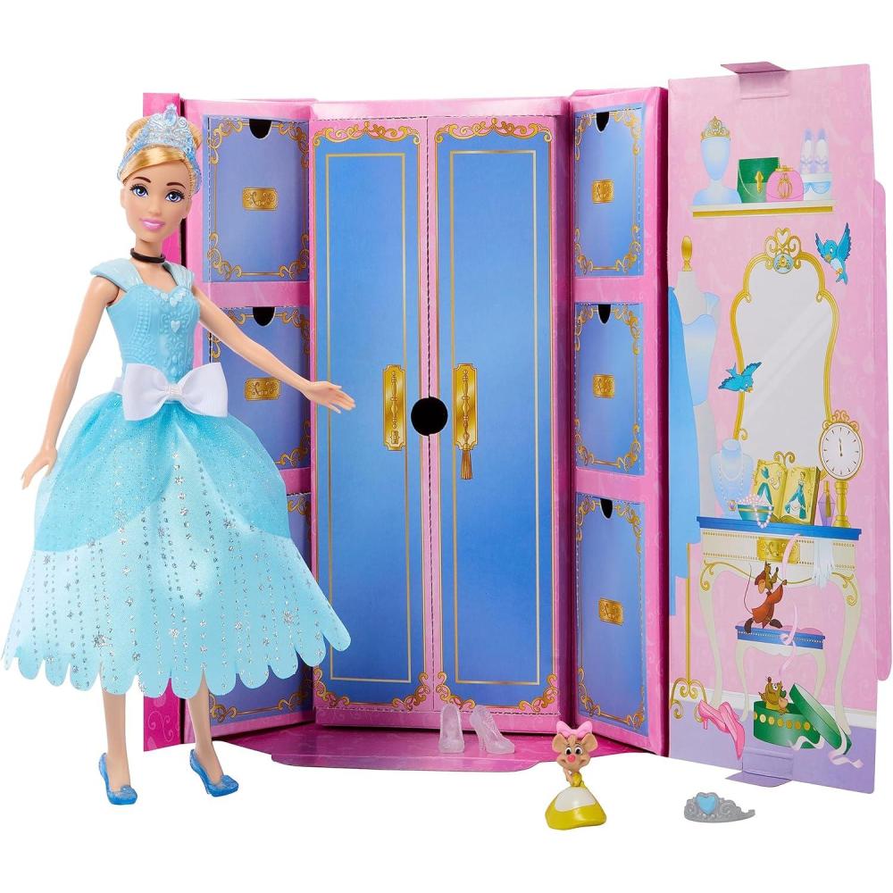 imageMattel Disney Princess Cinderella Fashion Doll amp Mystery Friend with 12 Surprise Fashions amp Accessories Unboxing Toy