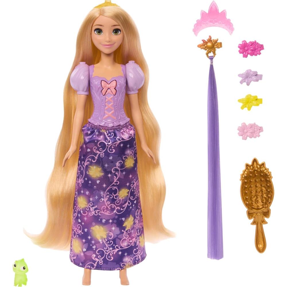 imageMattel Disney Princess Rapunzel Fashion Doll wLightUp Hair amp 4 More Ways to Glow Pascal Figure amp 7 Styling Accessories Inspired by Tangled Movie