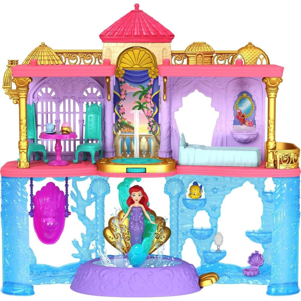 imageMattel Disney Princess The Little Mermaid Toys Ariel Doll House Stackable Castle with Land amp Sea Levels Small Doll 1 Friend 12 Pieces amp Pool