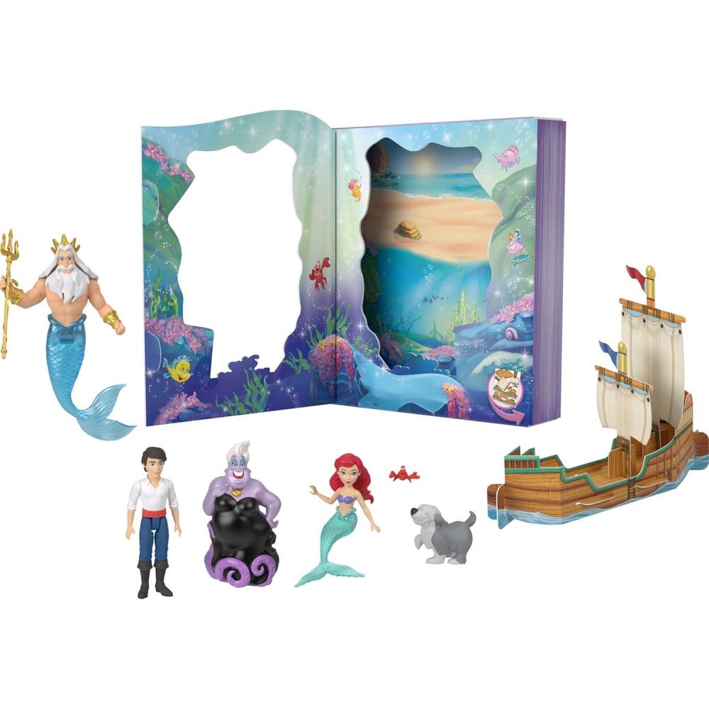 imageMattel Disney Princess Toys Ariel Mermaid Doll Story Set with 4 Small Dolls 2 Animal Figures amp 1 Accessory Inspired by Disney The Little Mermaid