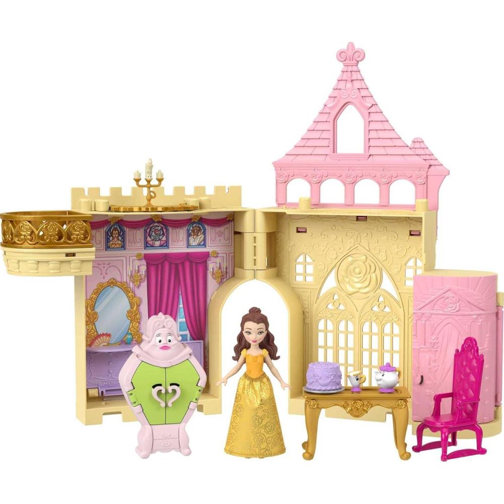 imageMattel Disney Princess Toys Belle Stackable Castle Doll House with Small Belle Doll 4 Character Friends amp 3 Accessories Portable with HandleBelle  Simplified Packaging