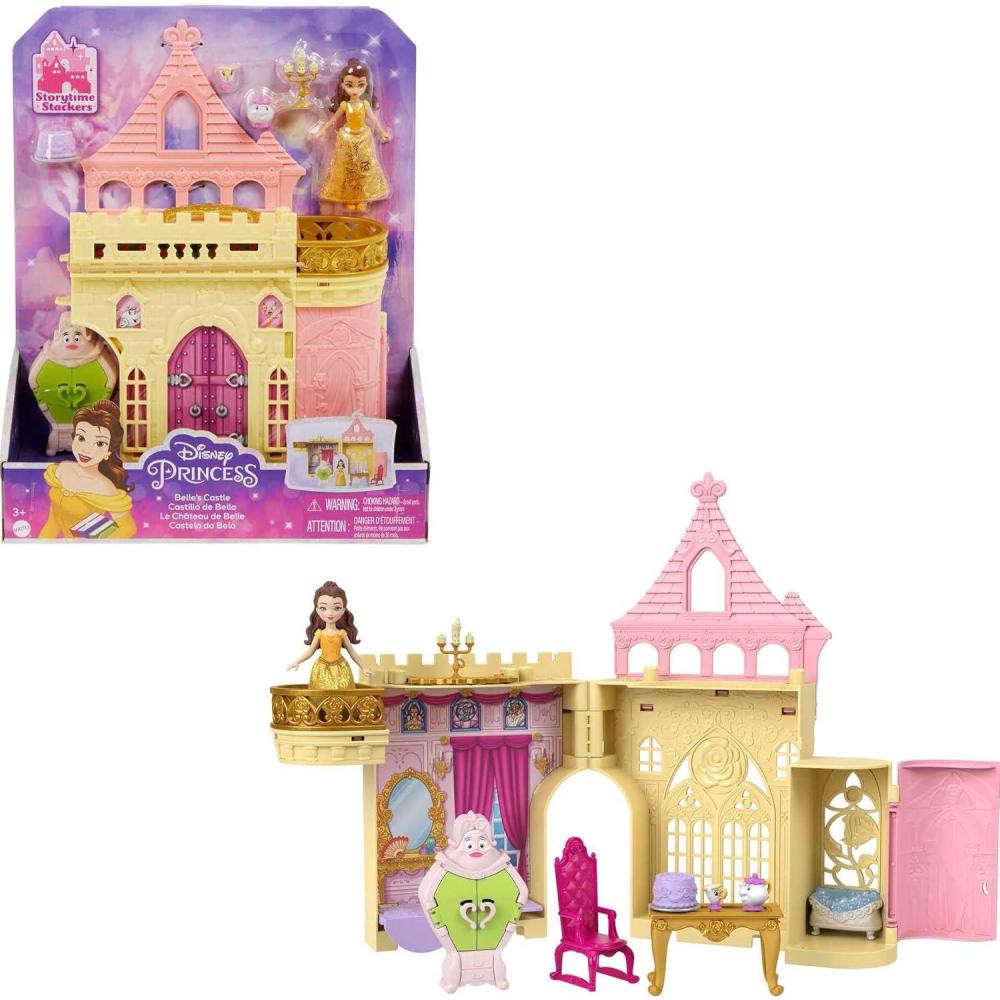 imageMattel Disney Princess Toys Belle Stackable Castle Doll House with Small Belle Doll 4 Character Friends amp 3 Accessories Portable with HandleBelle Standard Packaging