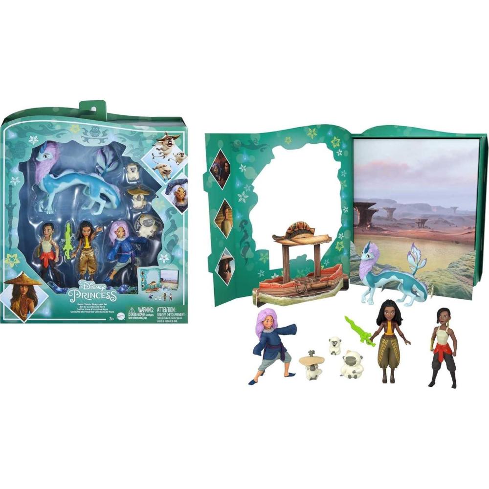 imageMattel Disney Princess Toys Raya Classic Storybook Set with 7 Characters Including Raya Human Sisu amp Dragon Sisu Small Dolls Inspired by the Movie