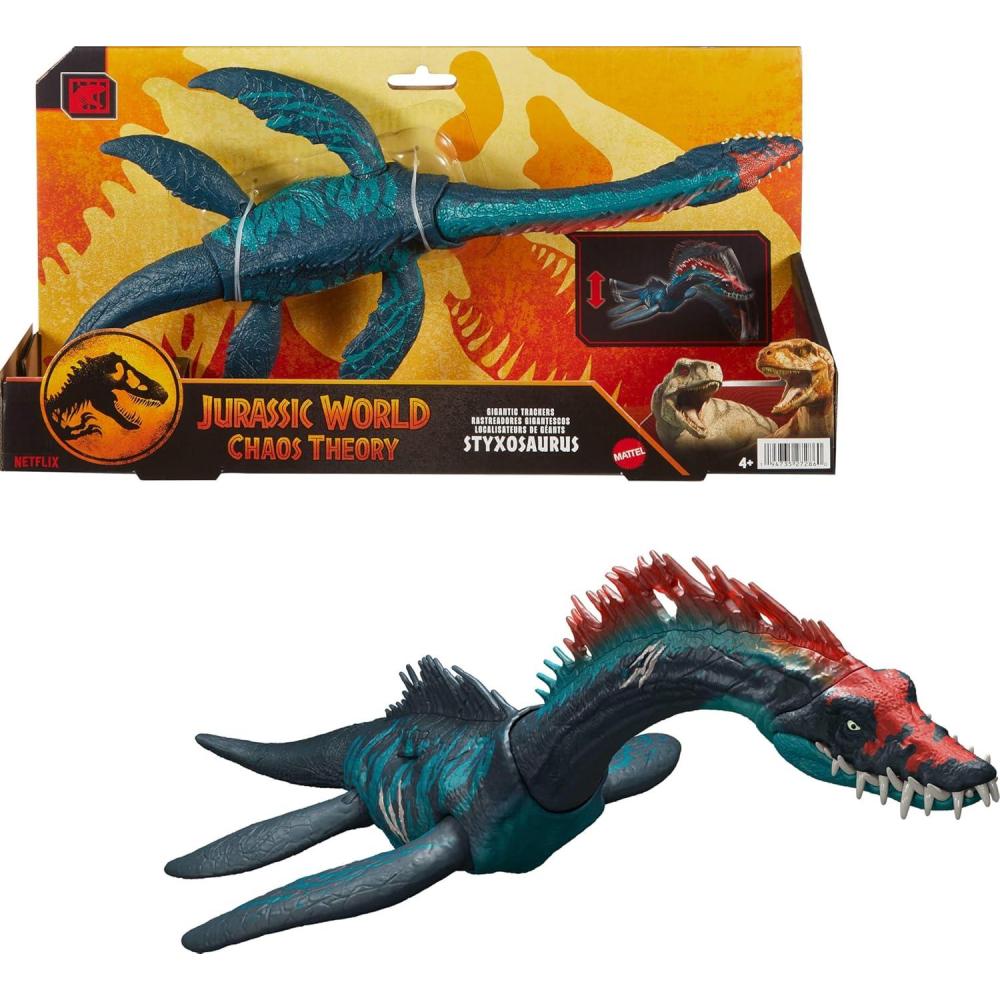 imageMattel Jurassic World Chaos Theory Gigantic Trackers Suchomimus Dinosaur Action Figure Large Species Toy with Thrash Attack amp Chomp Digital PlayStyxosaurus