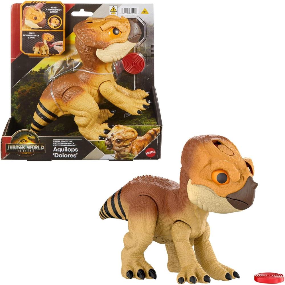 imageMattel Jurassic World Rebirth Primal Protector Aquilops Dolores Interactive Dinosaur Toy with Attack Action amp Sounds PetStyle Electronic Figure with Food Accessory