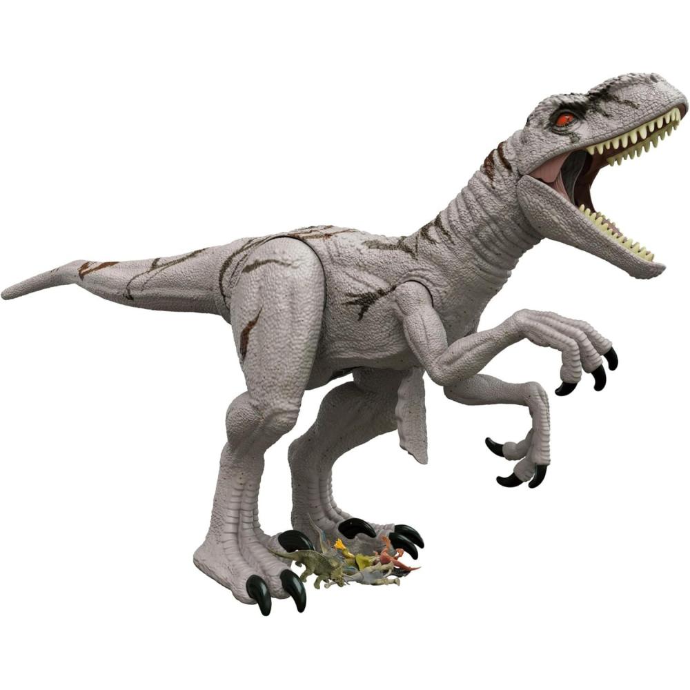 imageMattel Jurassic World Super Colossal Allosaurus Action Figure Extra Large Dinosaur Can Swallow 20 Mini Figures 38inch Long XL Action Play ToyAtrociraptor