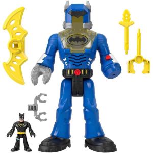 Fisher-Price Imaginext DC Super Friends Batman Toy Insider & Exo Suit 12-Inch Robot with Lights Sounds & Figure for Ages 3+ Years, Defender Grey(Blue)