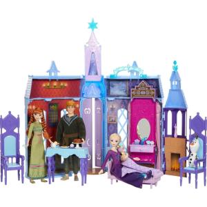 Mattel Disney Frozen Dolls & Doll House, Ultimate Arendelle Adventure Portable Castle (2+ ft) with 3 Fashion Dolls, Olaf Figure & 25+ Accessories(Castle)