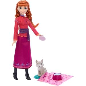 Mattel Disney Frozen Elsa Fashion Doll & Bear Cub Figure with 4 Accessories Including Animal Bed & Blanket, Inspired by Animals of Arendelle(Anna + Wolf)