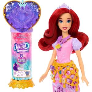 Mattel Disney Princess Ariel Fashion Doll & Accessories with 8 Surprises, Including Heart Gem Box, Ring for Child & 9 Play Pieces, Inspired by Movie(Ariel)