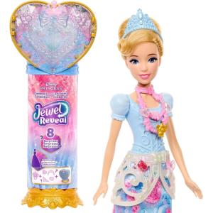 Mattel Disney Princess Ariel Fashion Doll & Accessories with 8 Surprises, Including Heart Gem Box, Ring for Child & 9 Play Pieces, Inspired by Movie(Cinderella)