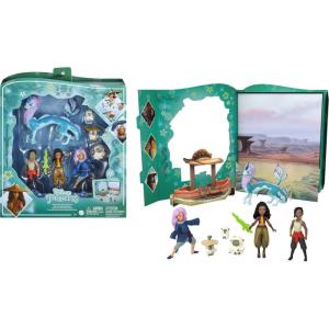 Mattel Disney Princess Toys, Raya Classic Storybook Set with 7 Characters Including Raya, Human Sisu & Dragon Sisu Small Dolls, Inspired by the Movie