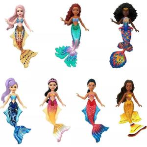 Mattel Disney Princess Toys, The Little Mermaid Ariel & Sisters Small Doll Set, Collection of 7 Mermaid Dolls, Inspired by the Movie