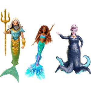 Mattel Disney The Little Mermaid Ariel Sisters Doll Set with 3 Fashion Mermaid Dolls, Includes Mala, Karina, and Ariel(Multicolor)