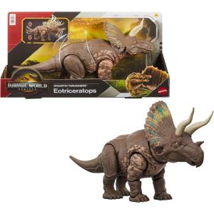 Mattel Jurassic World Chaos Theory Gigantic Trackers Suchomimus Dinosaur Action Figure, Large Species Toy with Thrash Attack & Chomp, Digital Play(Eotriceratops)