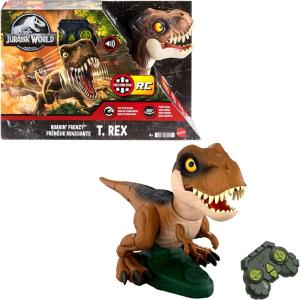 Mattel Jurassic World Roarin’ Frenzy T Rex RC Toy, Motorized Remote Control Tyrannosaurus Rex Dinosaur, Multiple Movement Modes & Sounds