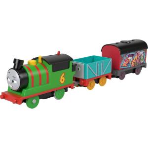 ​Thomas & Friends Motorized Toy Train, Wobbly Cake Thomas Engine with Cargo Cars & Pieces for Pretend Play Preschool Kids Ages 3+ Years(New Percy)