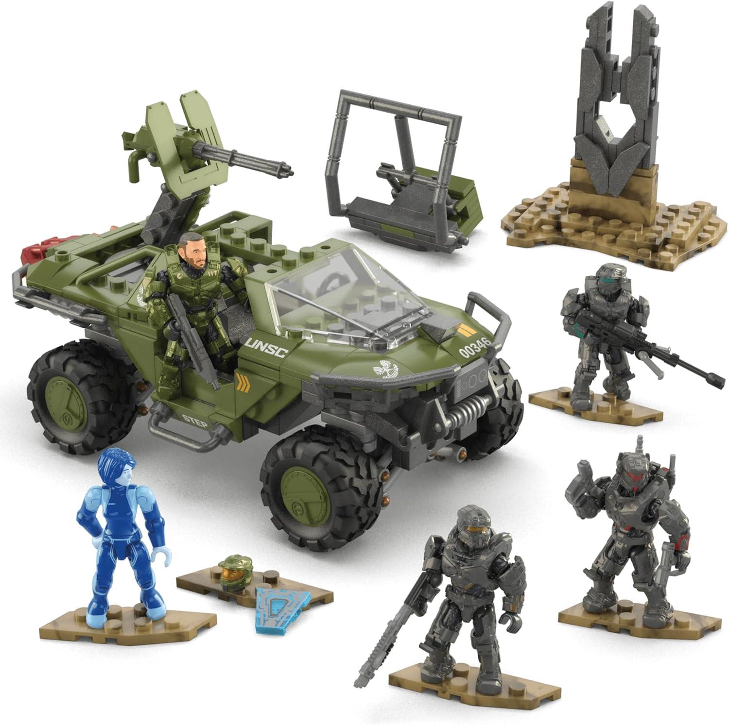 imageMEGA Halo The Series Vehicle Building Toys Set FLEETCOM Warthog ATV with 469 Pieces 5 Micro Action Figures Poseable Articulation Kids and Fans Amazon ExclusiveSmall