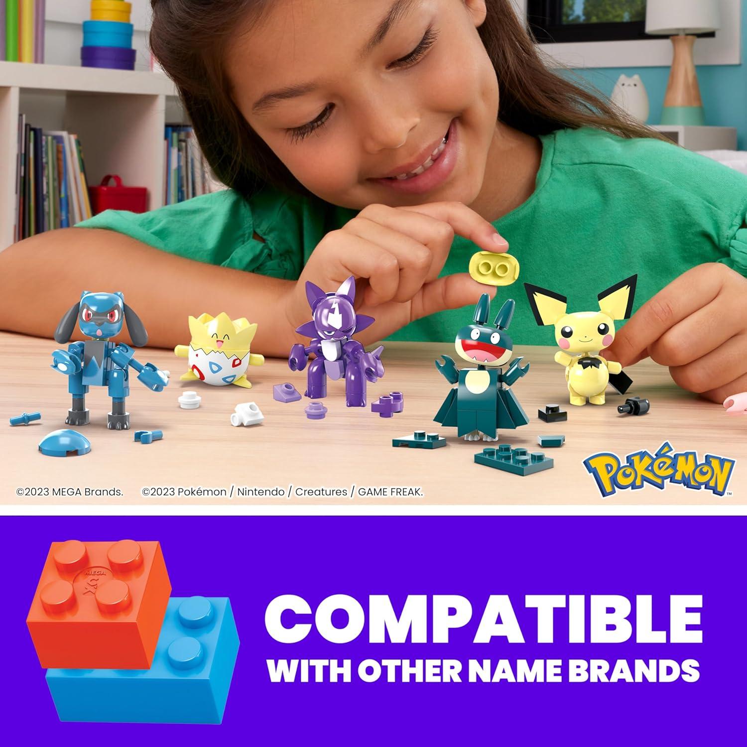 imageMEGA Pokemon Building Toys Set Trainer 8 Pack with 189 Pieces 8 Articulated and Poseable Characters 2 Inches Tall for Kids