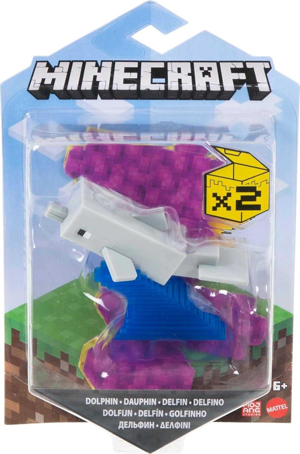 imageMattel Minecraft CraftABlock Assortment Figures Authentic Pixelated VideoGame Characters Action Toy to Create Explore and Survive Collectible For Fans Age 6 Years and OlderDolphin