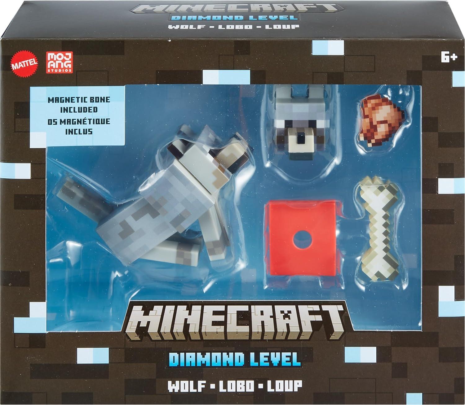 imageMattel Minecraft Diamond Level Creeper Action Figure amp DieCast Accessories Collectible Toy Inspired by Video Game 55inch ScaleWolf