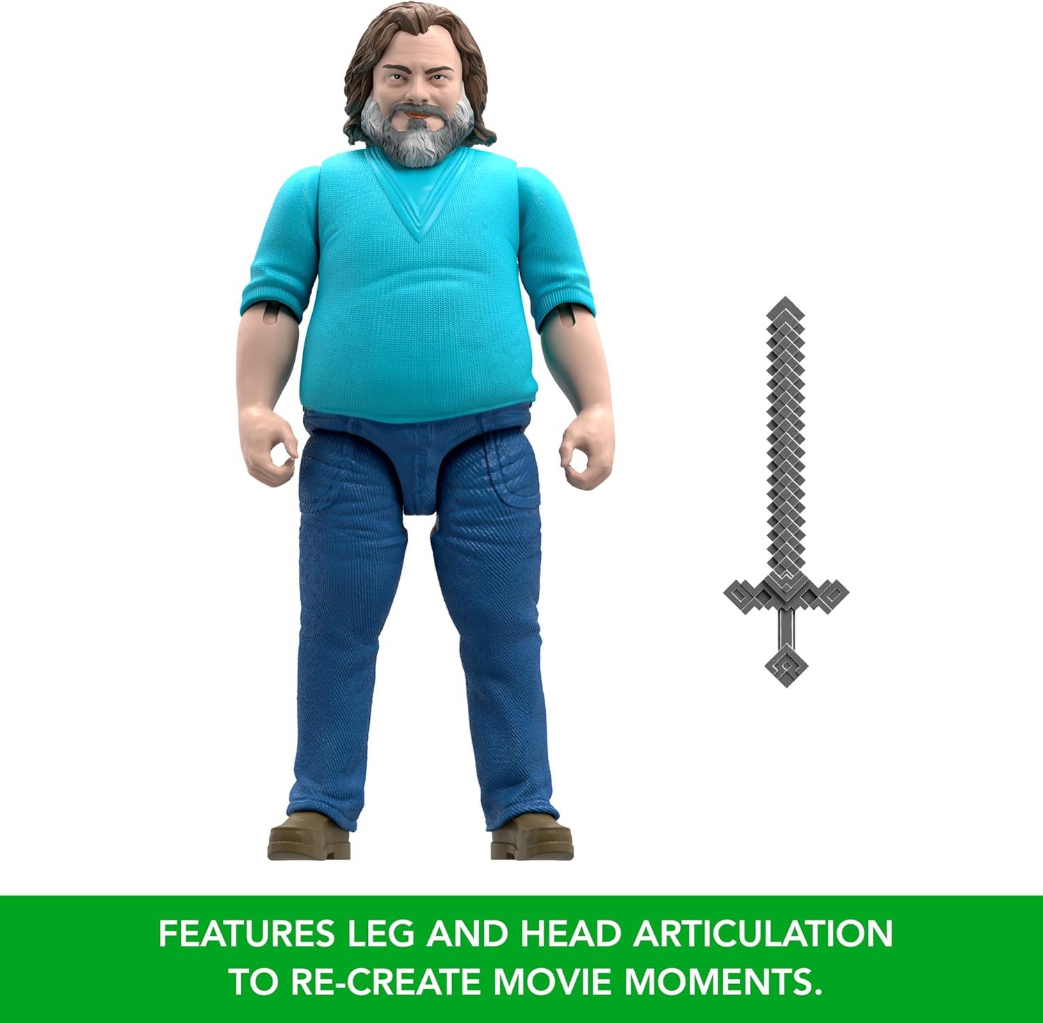 imageMattel Minecraft LargeScale Action Figure 12inch Posable Steve Toy Collectible Inspired by A Minecraft MovieSteve