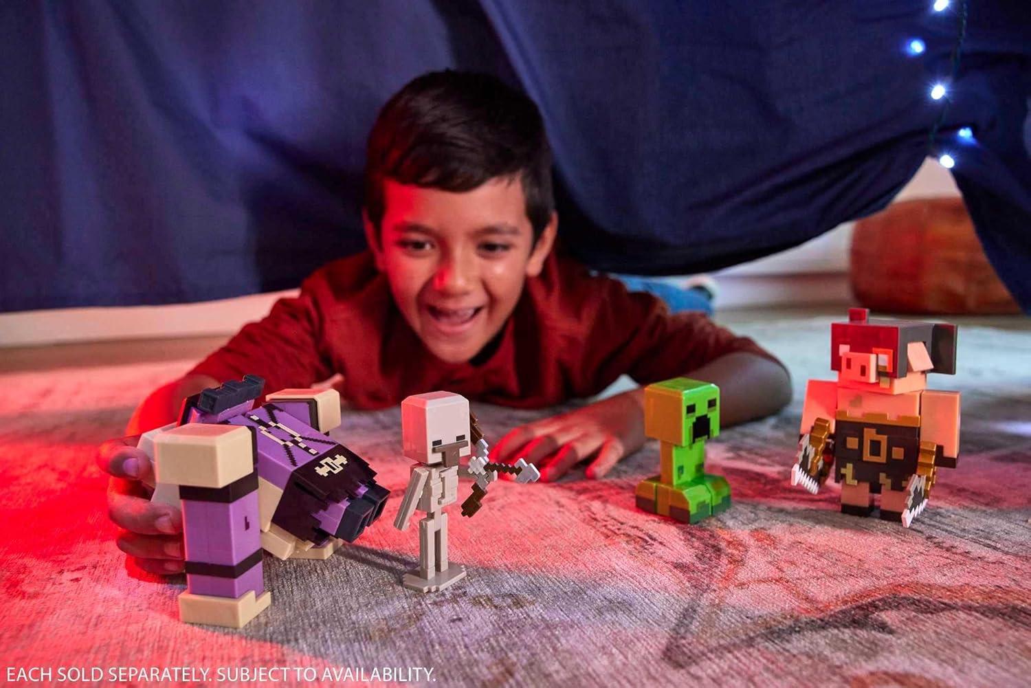 imageMattel Minecraft Legends Action Figure 2Pack Creeper vs Piglin Bruiser Set Attack amp React Collectible Toys 325inch Scale