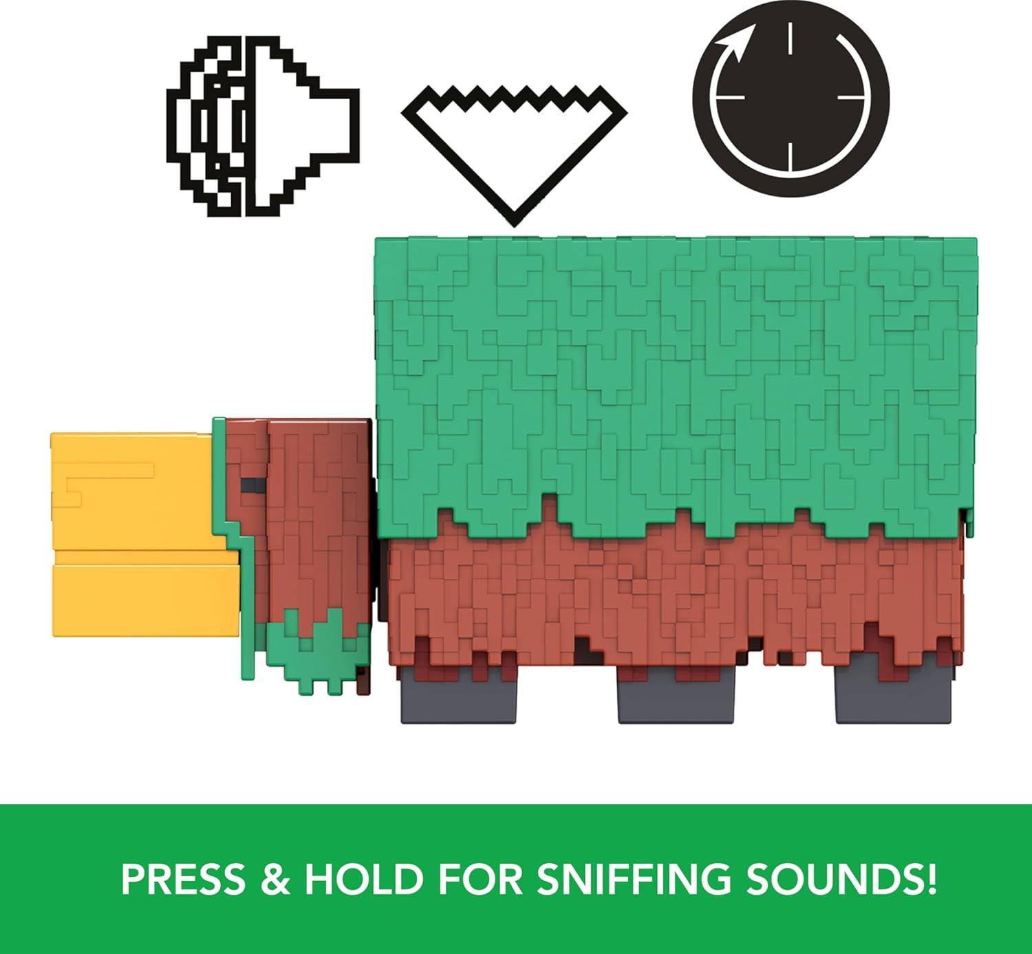 imageMattel Minecraft Sniffer Action Figure with GameAccurate Sounds 325inch Scale Collectible Toy Pixelated DesignSniffer