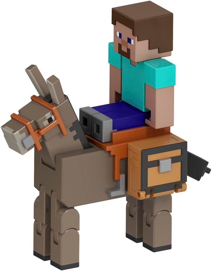 imageMattel Minecraft Sniffer Action Figure with GameAccurate Sounds 325inch Scale Collectible Toy Pixelated DesignSteve Donkey