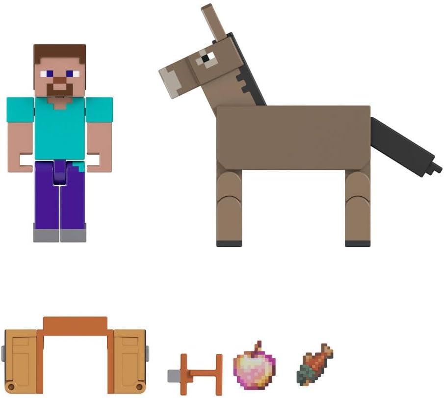 imageMattel Minecraft Sniffer Action Figure with GameAccurate Sounds 325inch Scale Collectible Toy Pixelated DesignSteve Donkey