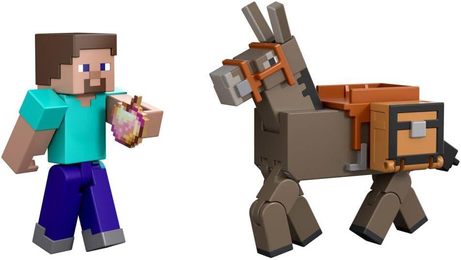 imageMattel Minecraft Sniffer Action Figure with GameAccurate Sounds 325inch Scale Collectible Toy Pixelated DesignSteve Donkey