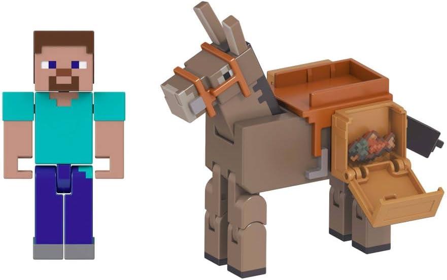 imageMattel Minecraft Sniffer Action Figure with GameAccurate Sounds 325inch Scale Collectible Toy Pixelated DesignSteve Donkey