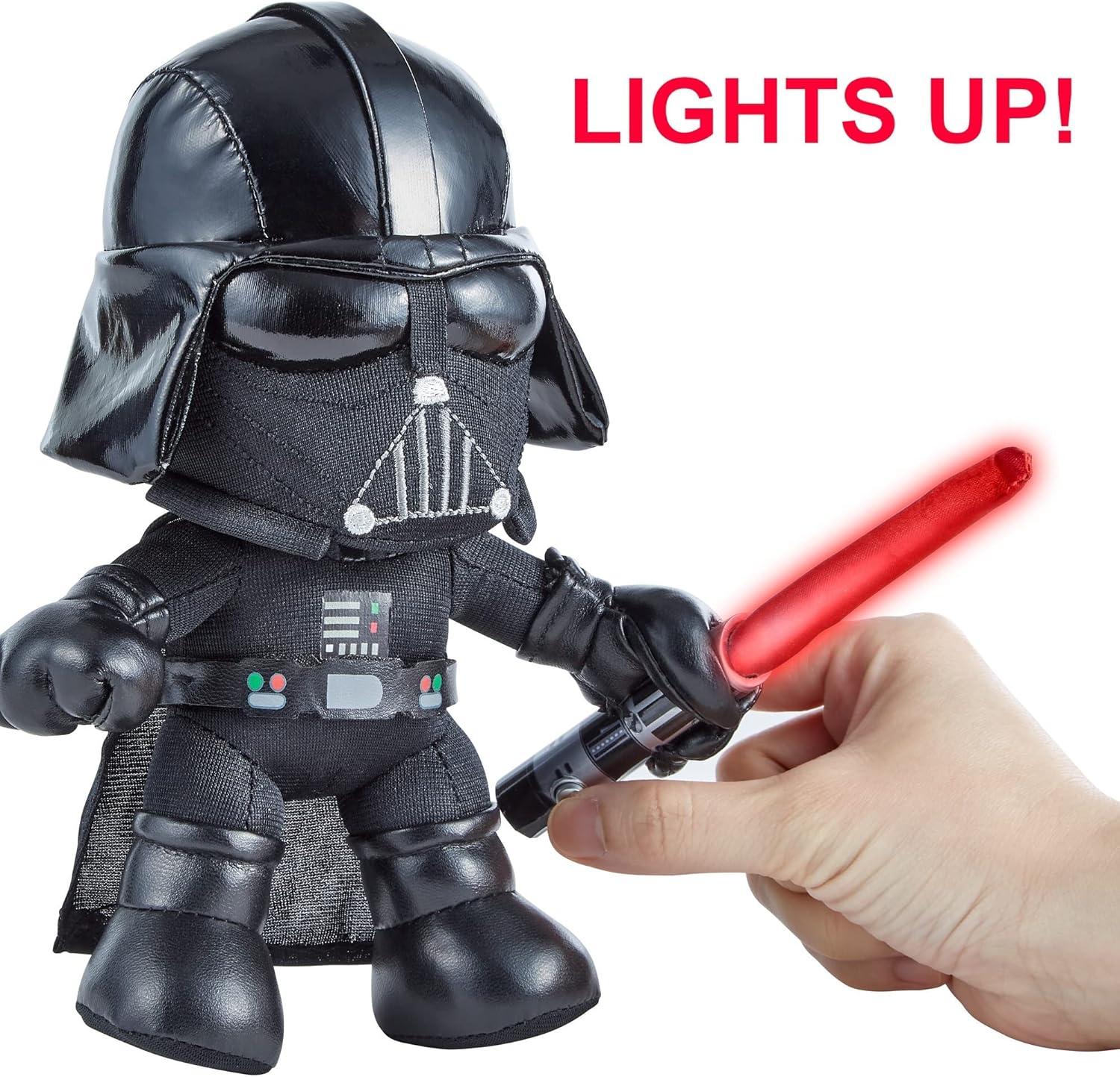 imageMattel Star Wars Plush 6inch Figure 2Pack Luke Skywalker vs Darth Vader Lightsaber Duel Set of 2 Soft Dolls with Lightup Weapons