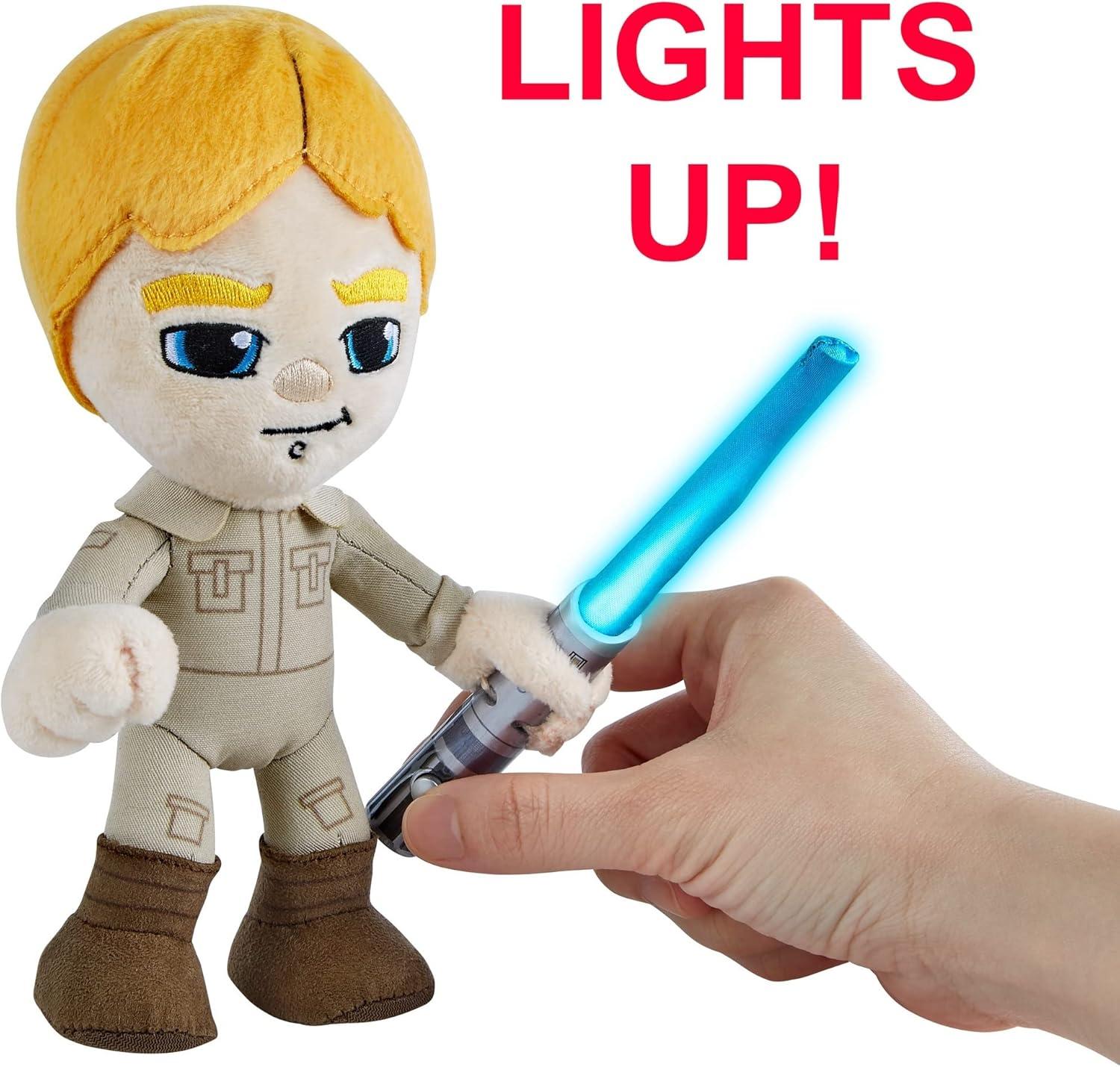 imageMattel Star Wars Plush 6inch Figure 2Pack Luke Skywalker vs Darth Vader Lightsaber Duel Set of 2 Soft Dolls with Lightup Weapons