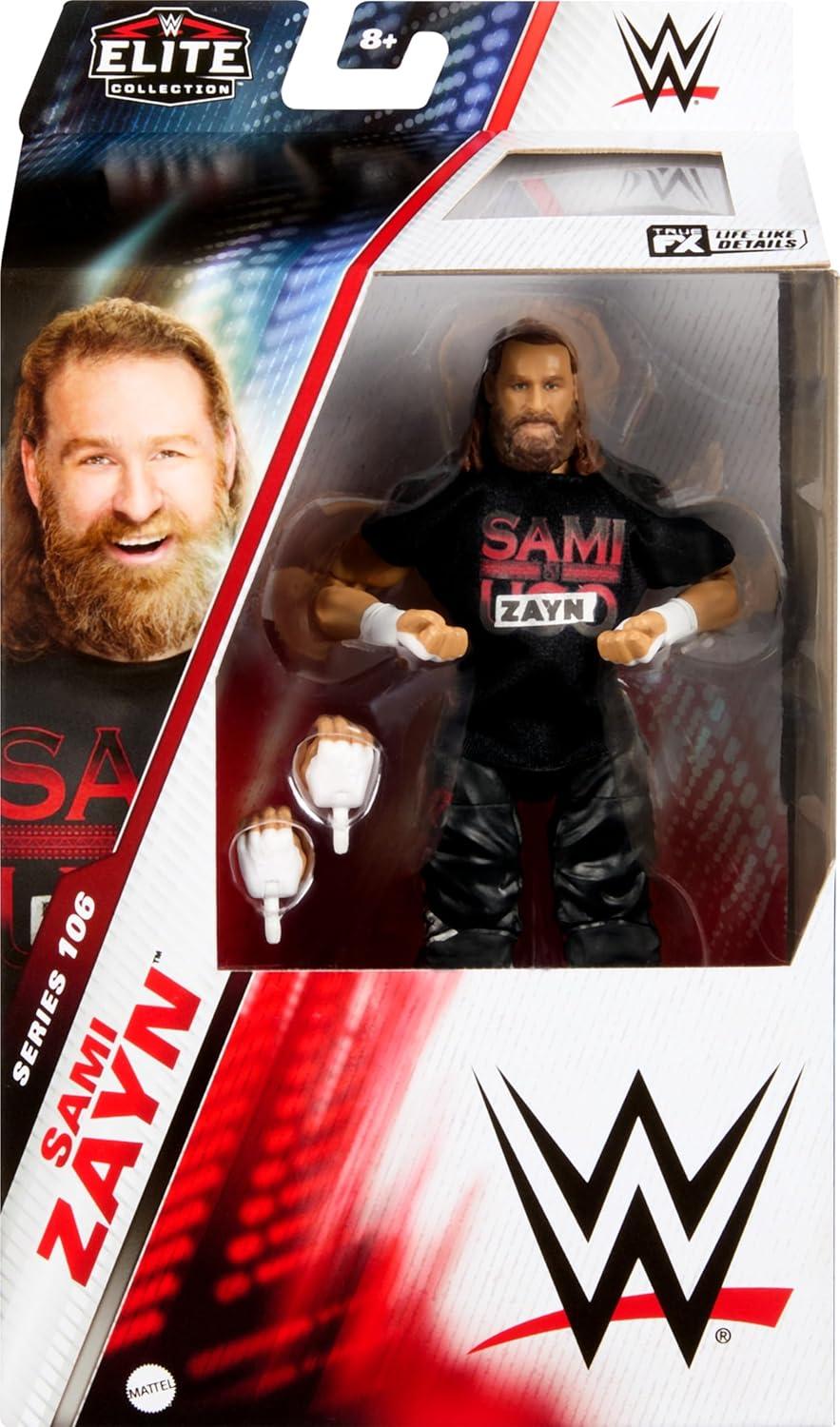 imageMattel WWE Elite Action Figure amp Accessories Series 106 Sami Zayn 6inch Collectible with 25 Articulation Points amp Swappable Hands