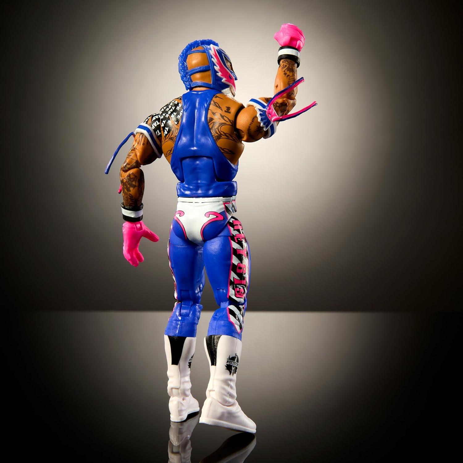 imageMattel WWE Top Picks Elite Action Figure amp Accessories Set Rey Mysterio 6inch Collectible with Swappable Hands Ring Gear amp 25 Articulation PointsRey Mysterio