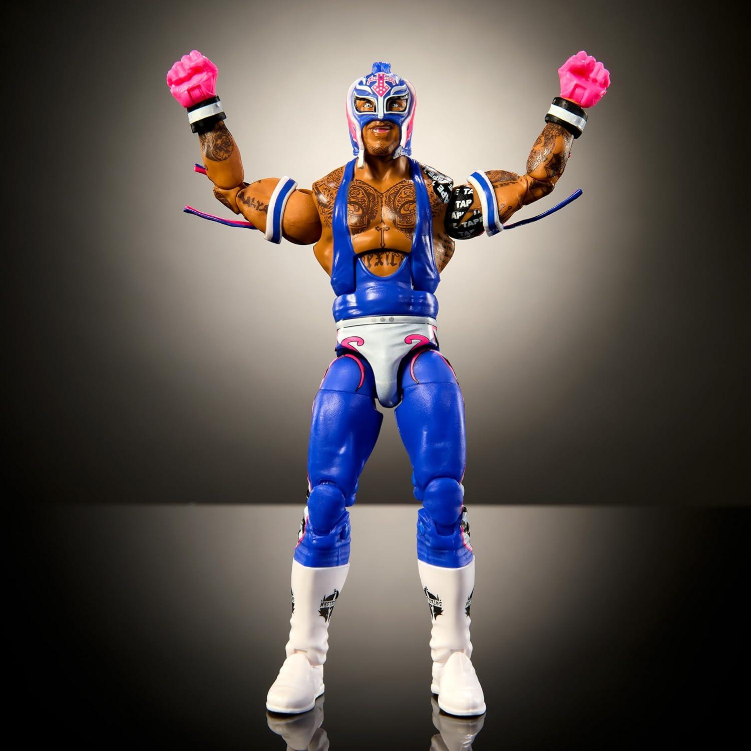 imageMattel WWE Top Picks Elite Action Figure amp Accessories Set Rey Mysterio 6inch Collectible with Swappable Hands Ring Gear amp 25 Articulation PointsRey Mysterio