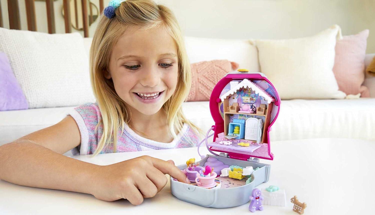 imagePolly Pocket Compact Playset Backyard Butterfly with 2 Micro Dolls amp Accessories Travel Toys with Surprise RevealsGumball
