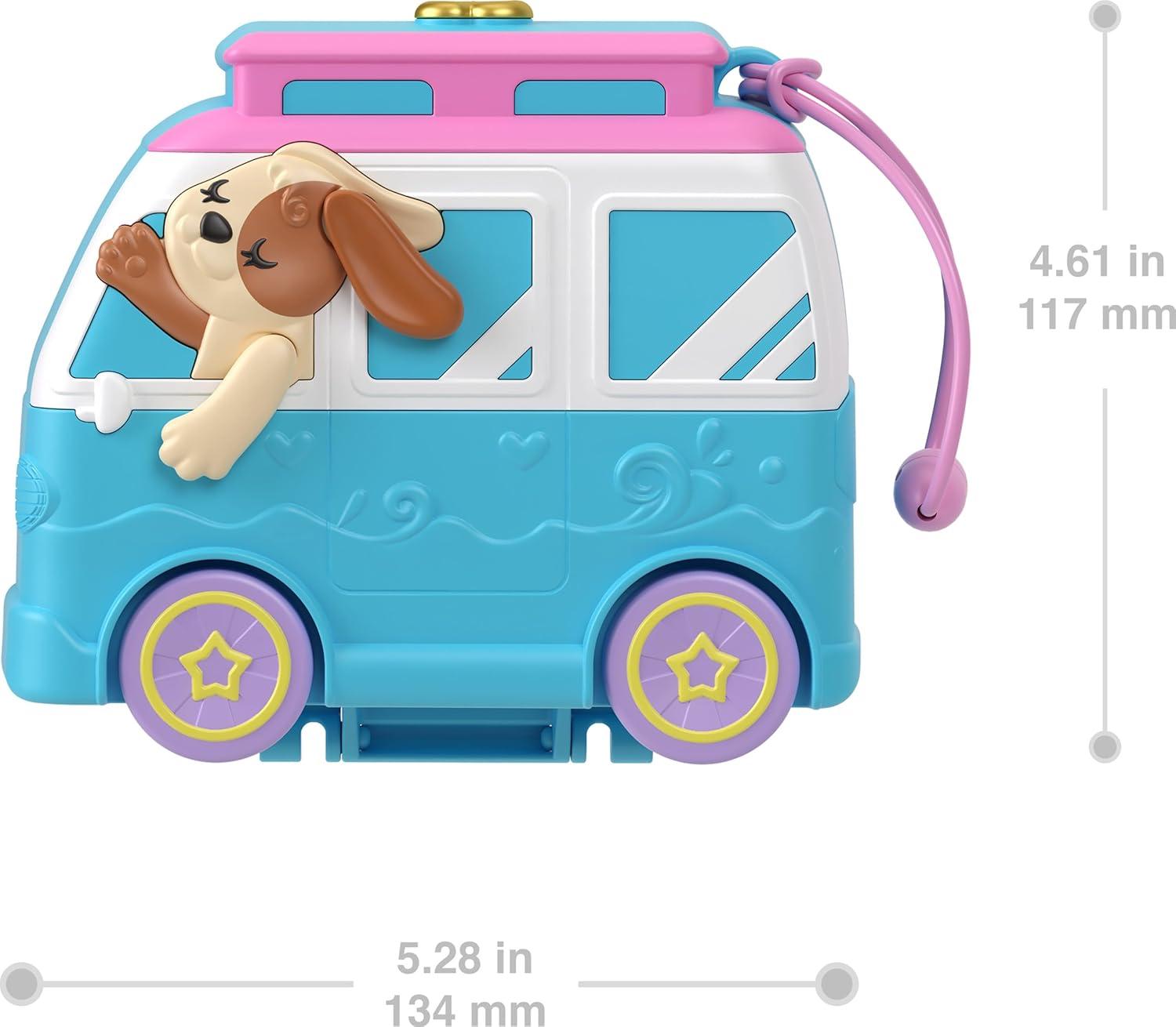 imagePolly Pocket Dolls amp Playset Seaside Puppy Ride Compact with 11 Accessories Travel Toy with Fidget Exterior