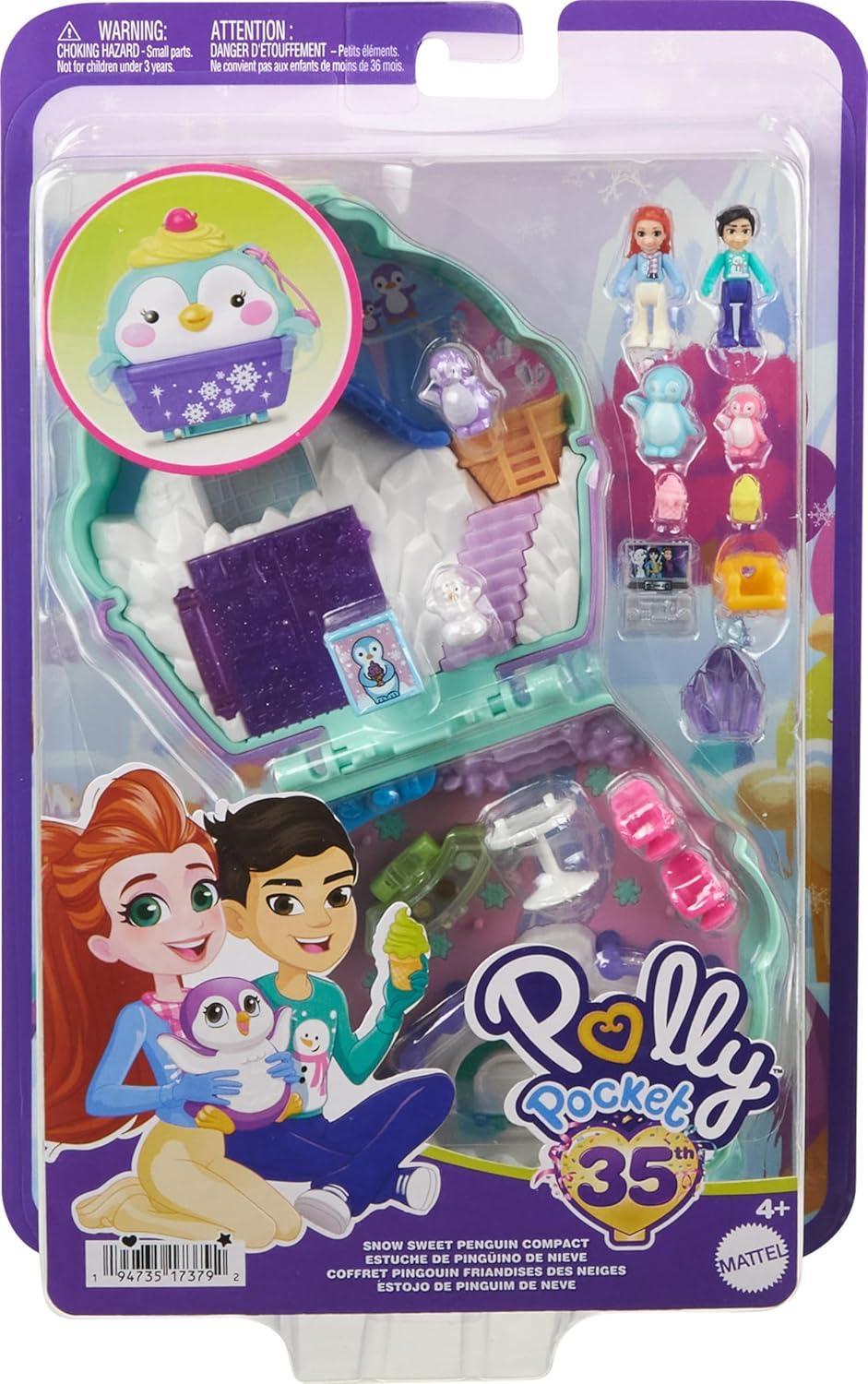 imagePolly Pocket Dolls amp Playset Snow Sweet Penguin Compact with 13 Accessories Travel Toy with Fidget ExteriorPenguin