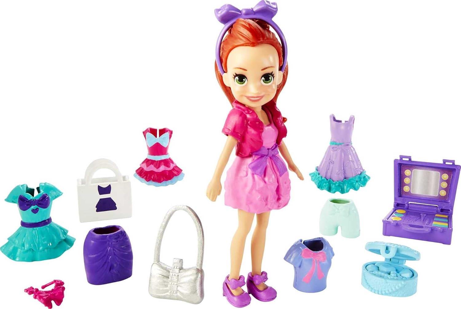 imagePolly Pocket Travel Toy Playset with Four 3inch Dolls and 40 Fashion Accessories Themed Characters Fashion Pack