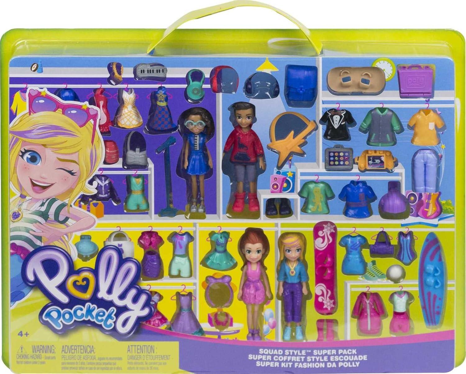 imagePolly Pocket Travel Toy Playset with Four 3inch Dolls and 40 Fashion Accessories Themed Characters Fashion Pack