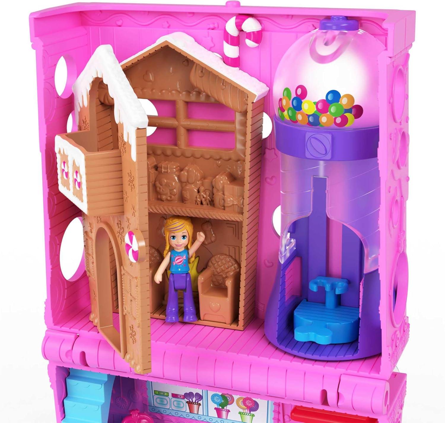 imagePolly Pocket Trolls Compact Playset with 2 Micro Dolls amp13 Accessories Poppy Exterior with Soft Hair Collectible Toy Includes Poppy amp BranchPollyville Sweet Store Playset