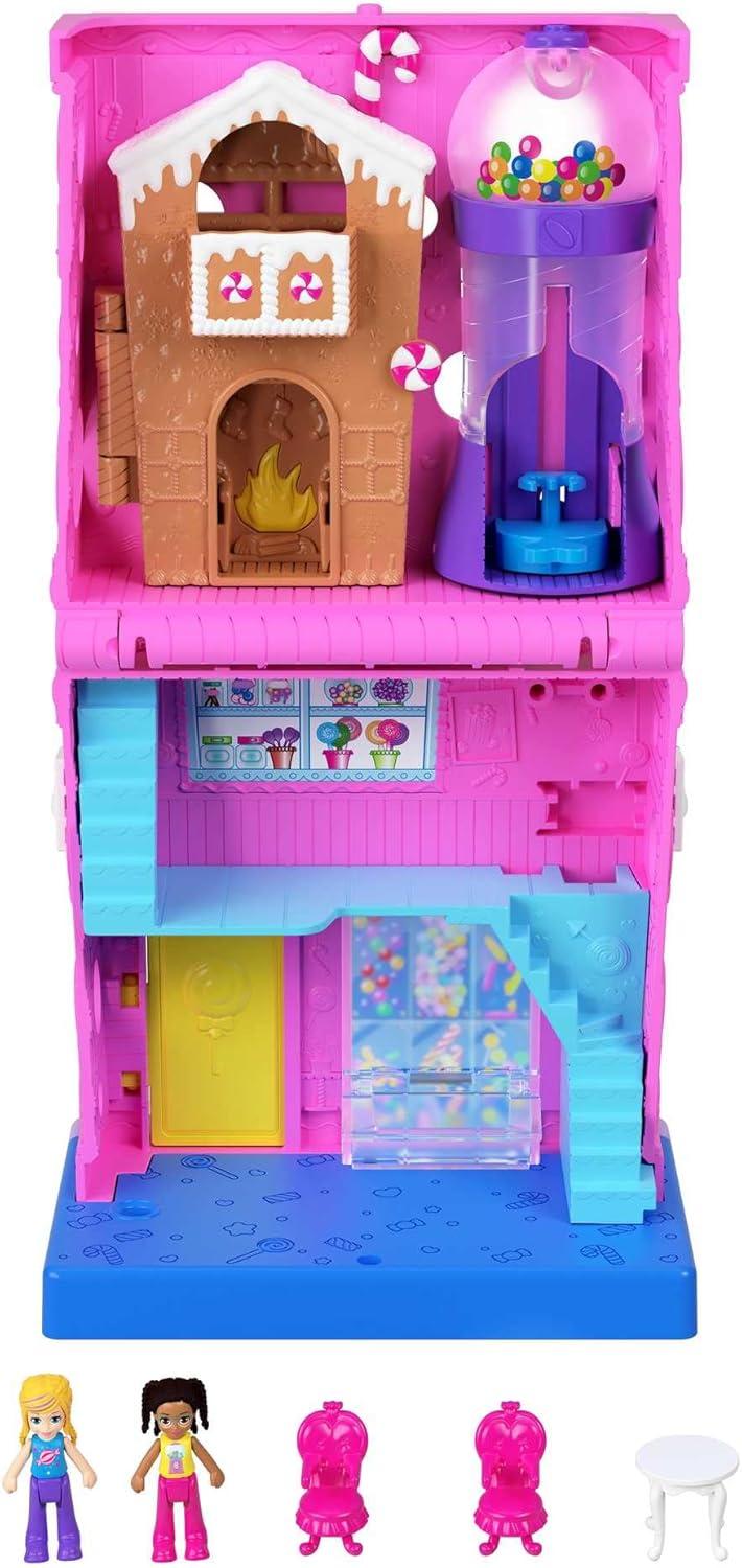 imagePolly Pocket Trolls Compact Playset with 2 Micro Dolls amp13 Accessories Poppy Exterior with Soft Hair Collectible Toy Includes Poppy amp BranchPollyville Sweet Store Playset