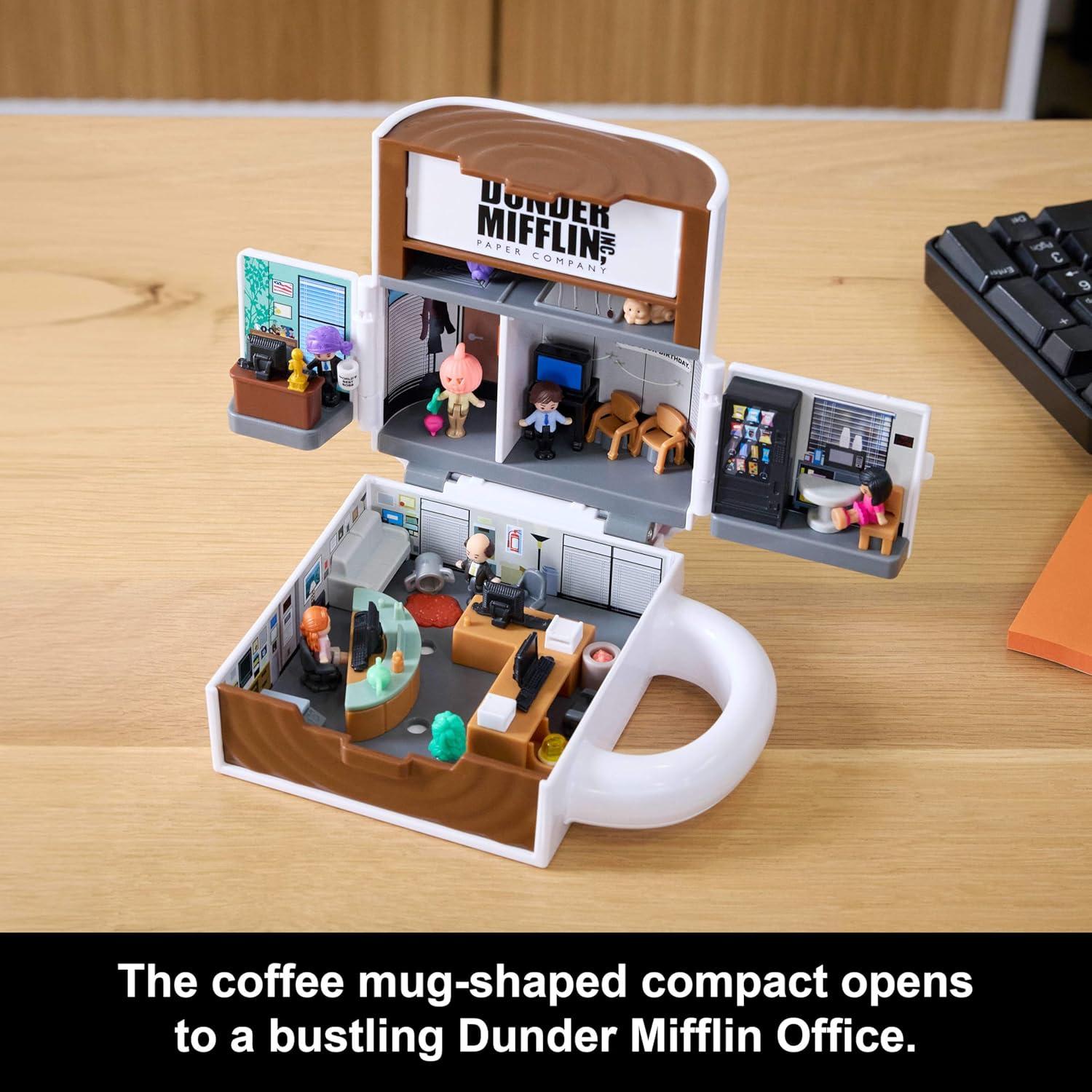 imagePolly Pocket x The Office Compact Playset 6 Character Dolls and 9 Accessories Collectible Partnership Toy Coffee Mug Exterior