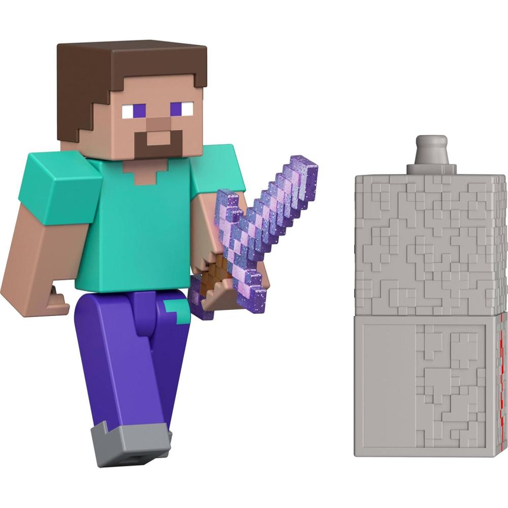 imageMattel Minecraft Sniffer Action Figure with GameAccurate Sounds 325inch Scale Collectible Toy Pixelated DesignRedstone Steve