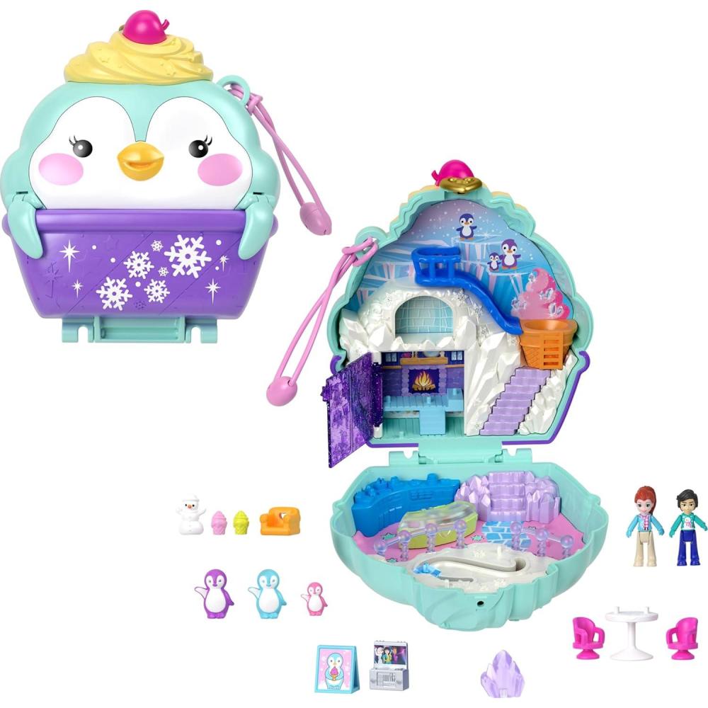 imagePolly Pocket Dolls amp Playset Snow Sweet Penguin Compact with 13 Accessories Travel Toy with Fidget ExteriorPenguin